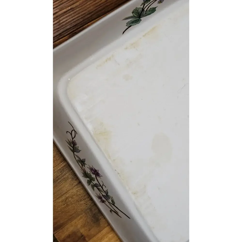 Woodhill Fine Bakeware Ceramic Botanical Floral Casserole Lasagna Dish 12 x 9